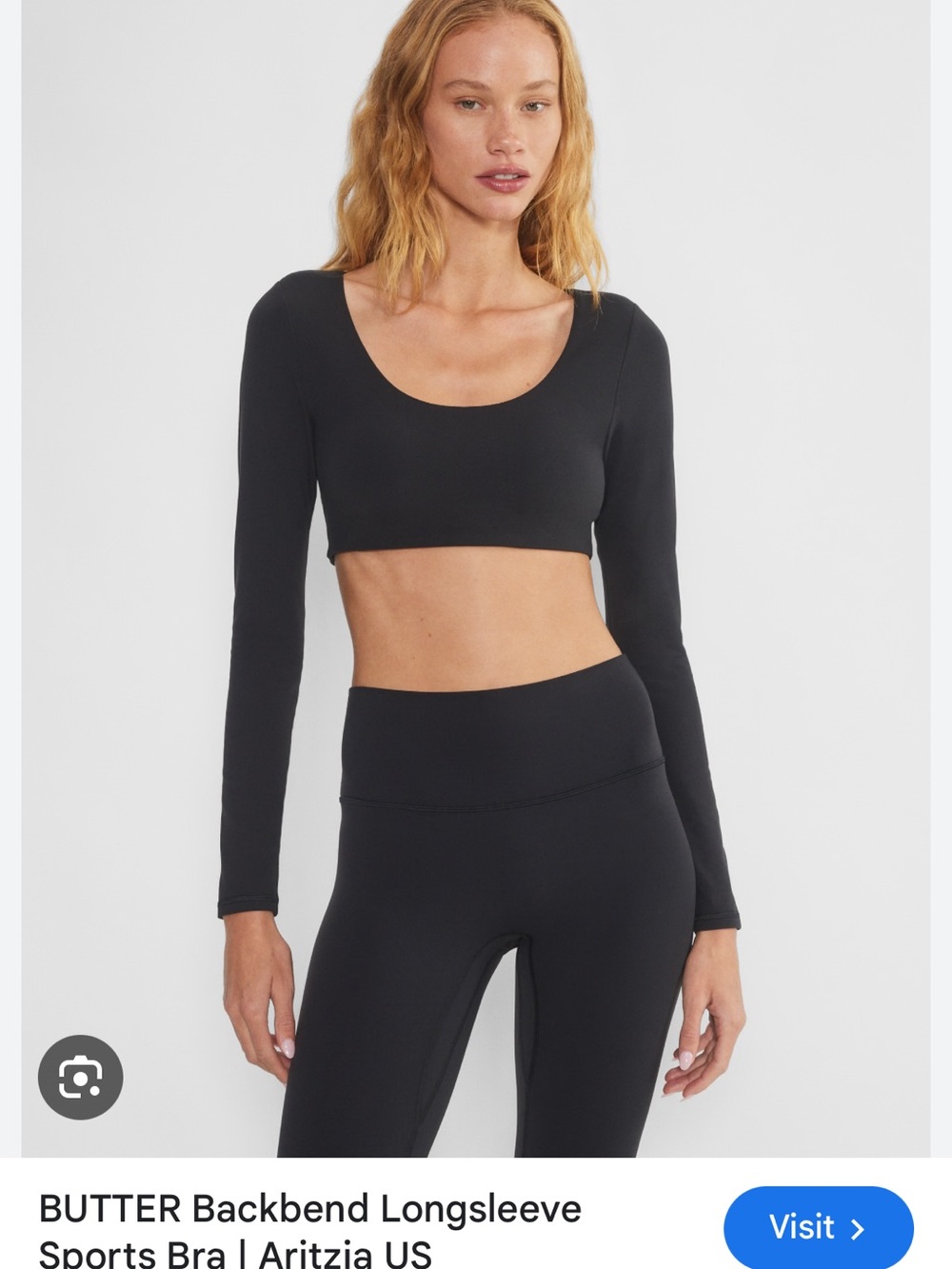 Aritzia Black Long-Sleeve Workout Crop Top